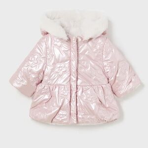 NWT - Mayoral 2454 Reversible Coat 34 Baby Rosa 6-9m